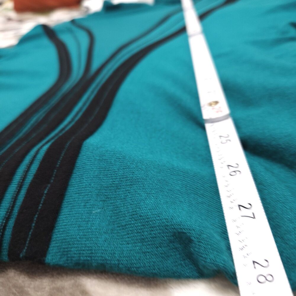 Sharagano Top Sweater Size Medium Teal Color With Curved Black Lines - Picture 4 of 8
